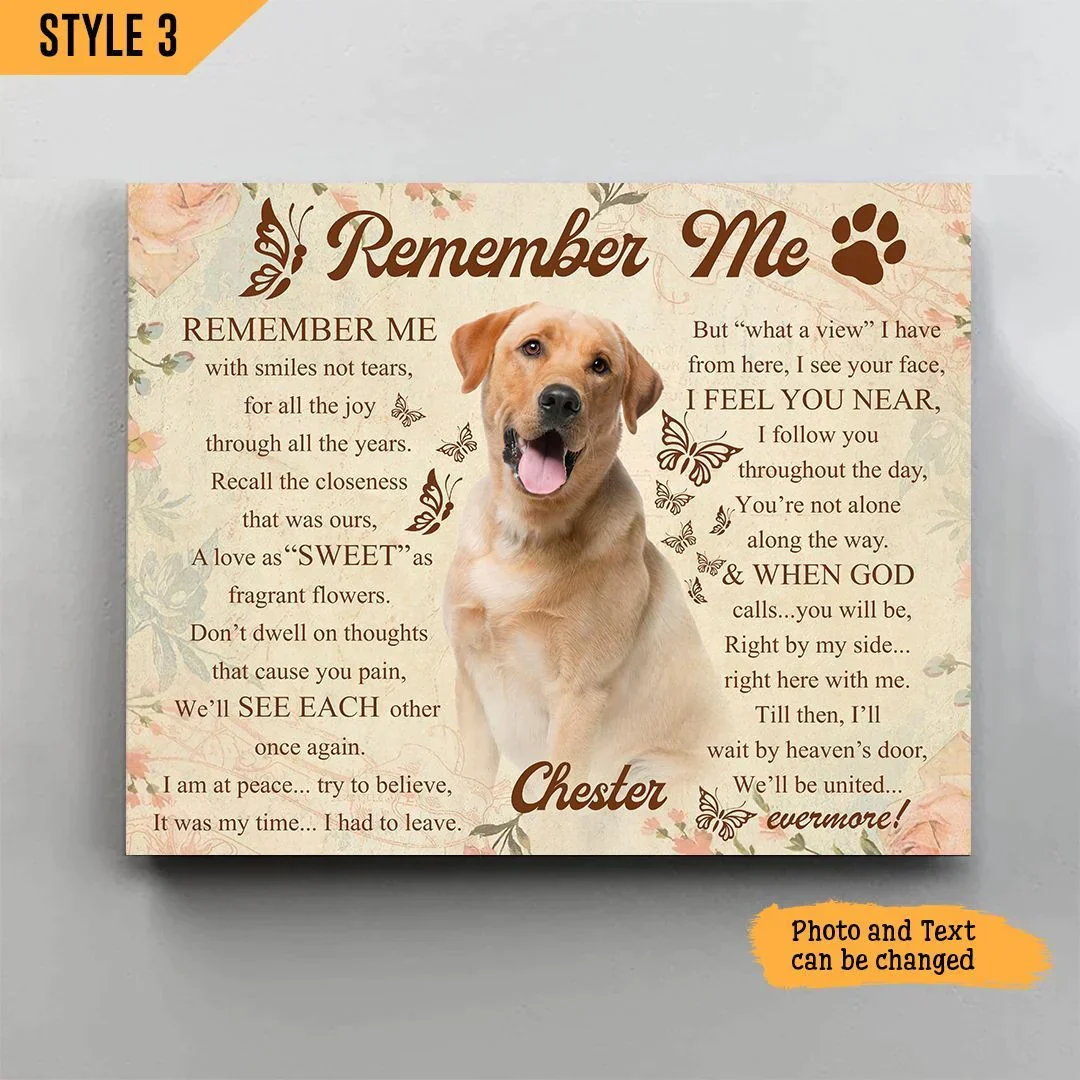 Dog Cat Landscape Canvas - Personalized Dog Cat Memorial Canvas - Custom Gift For Dog Cat Lovers - Remember Me With Smiles Not Tears Landscape Canvas - Image 3