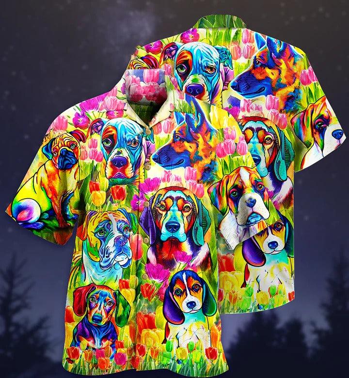 Dogs Aloha Hawaii Shirt - Colorfull Tulip Hawaiian Shirt For Summer - Perfect Gift For Dog Lovers, Friend, Family