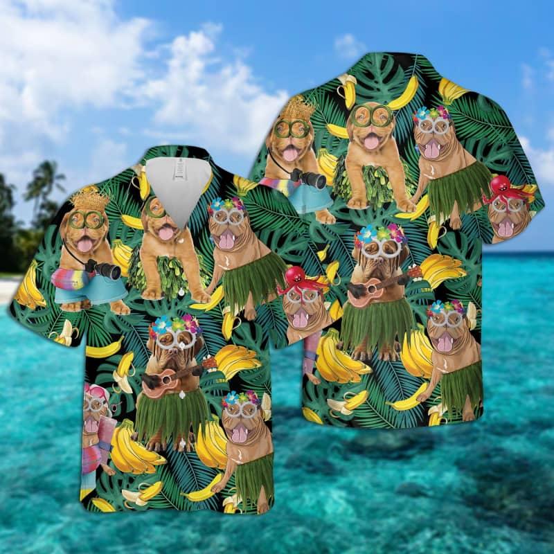 Dogue de Bordeaux Hawaiian Shirt, Tropical Summer Leaves Hawaiian For Men - Perfect Gift For Dogue de Bordeaux Lovers, Friend, Family