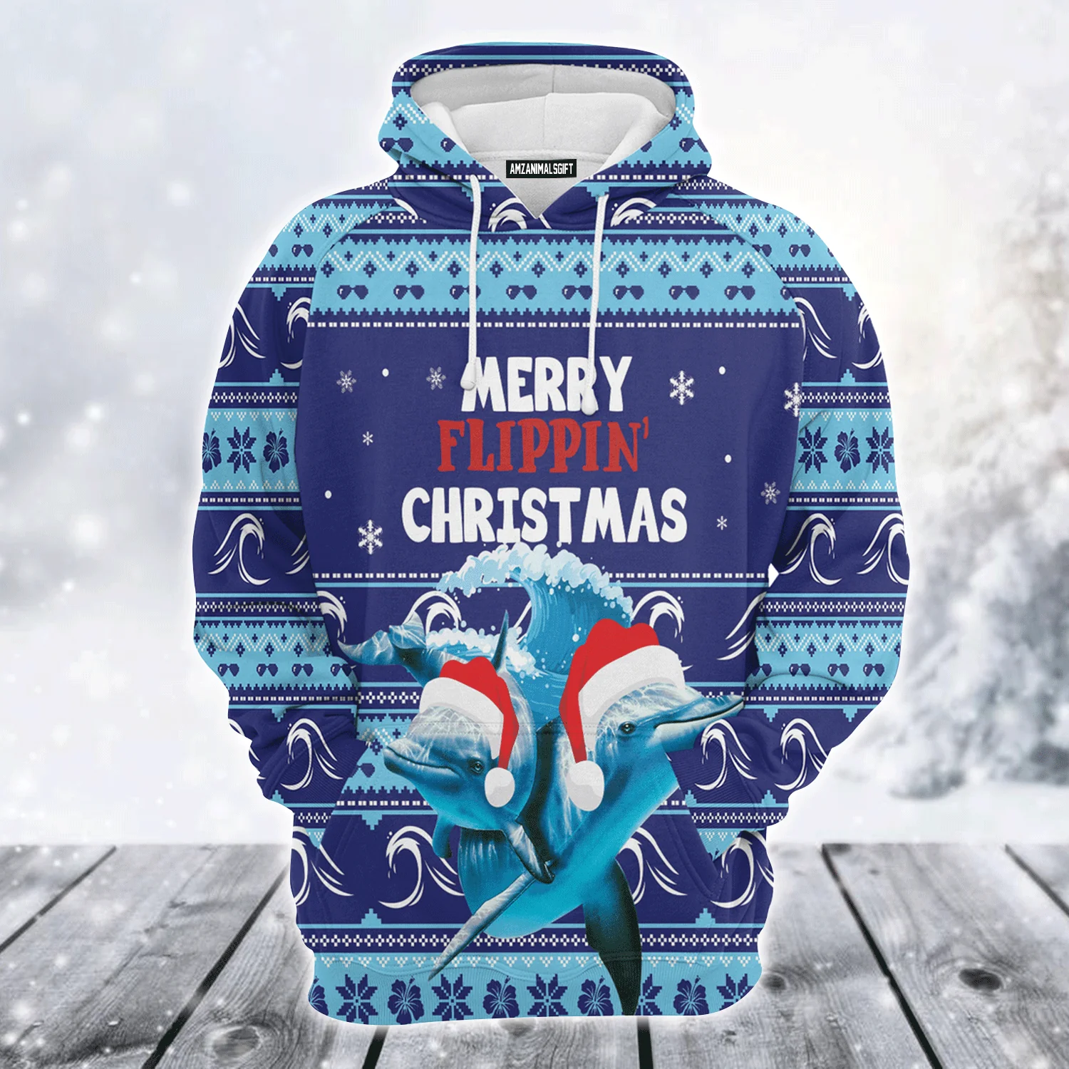Dolphin Xmas Premium Christmas Hoodie, Merry Flippin Christmas Unisex Hoodie For Men & Women - Perfect Gift For Christmas, Dolphin Lovers