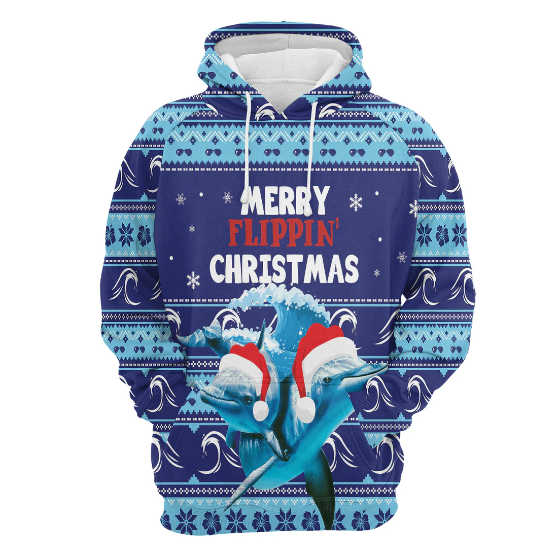Dolphin Xmas Premium Christmas Hoodie, Merry Flippin Christmas Unisex Hoodie For Men & Women - Perfect Gift For Christmas, Dolphin Lovers - Image 3