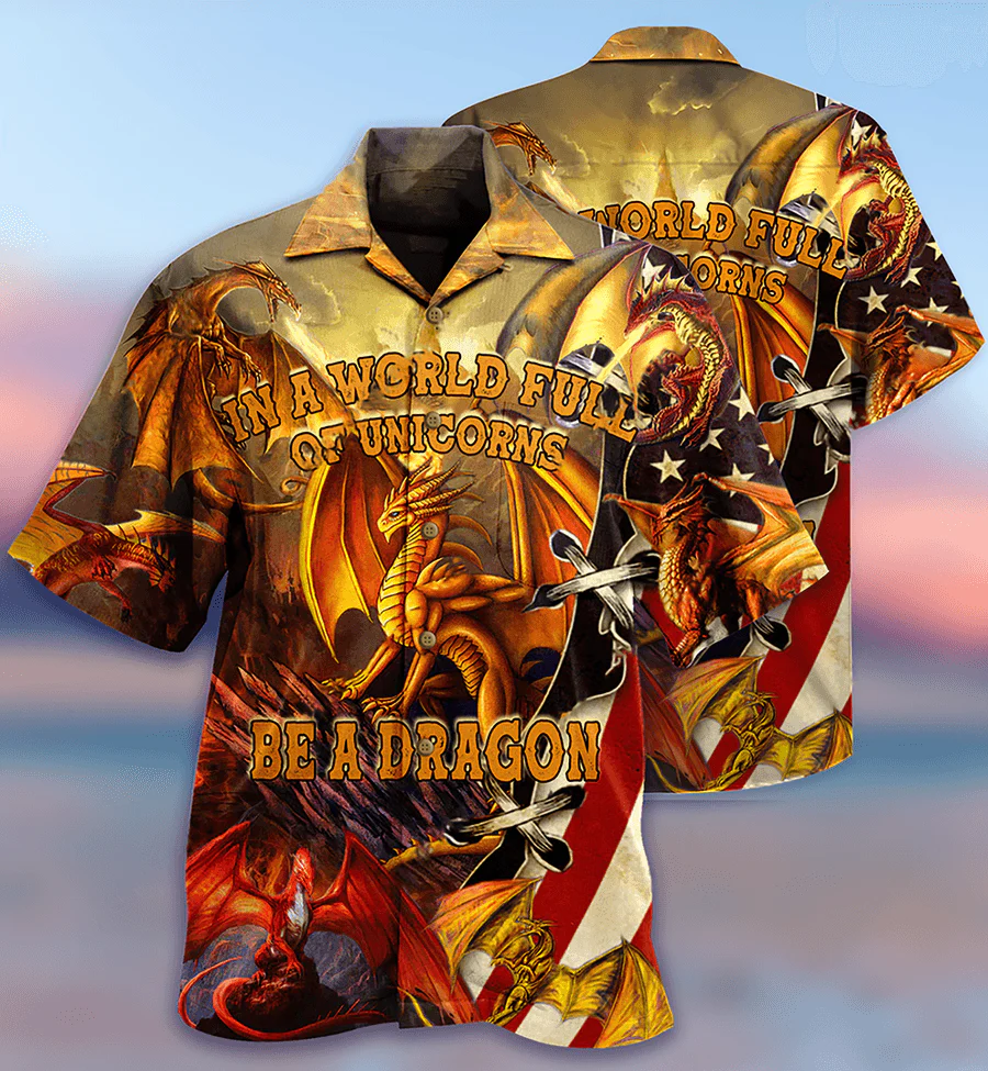 Dragon Aloha Hawaiian Shirt For Summer, In A World Full Off Unicorn Be A Dragon Hawaiian Shirts Outfit For Men Women, Dragon Lovers - Image 3