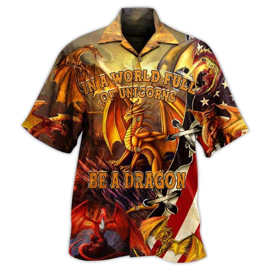 Dragon Aloha Hawaiian Shirt For Summer, In A World Full Off Unicorn Be A Dragon Hawaiian Shirts Outfit For Men Women, Dragon Lovers - Image 4