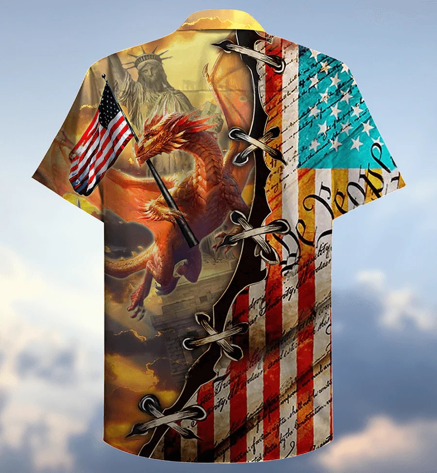 Dragon American Flag Aloha Hawaiian Shirt For Summer, Dragon Love Life So Cool Hawaiian Shirts Outfit For Men Women, Dragon Lovers, 4th July - Image 2