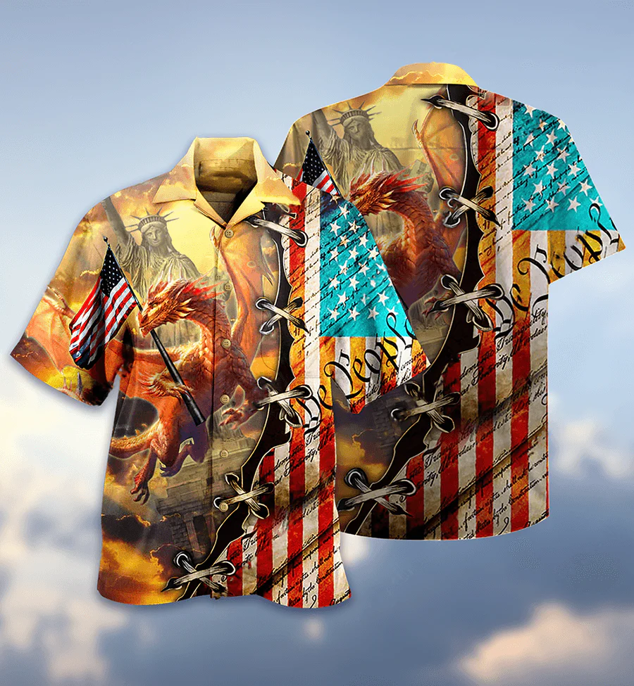 Dragon American Flag Aloha Hawaiian Shirt For Summer, Dragon Love Life So Cool Hawaiian Shirts Outfit For Men Women, Dragon Lovers, 4th July - Image 3