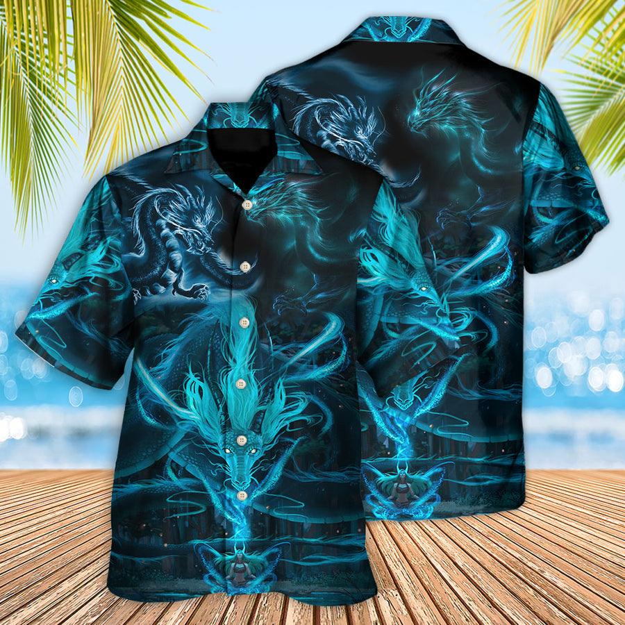 Dragon Blue Lighting And The Witch Aloha Hawaiian Shirt For Summer, Dragon Hawaiian Shirts Outfit For Men Women, Dragon Lovers - Image 2