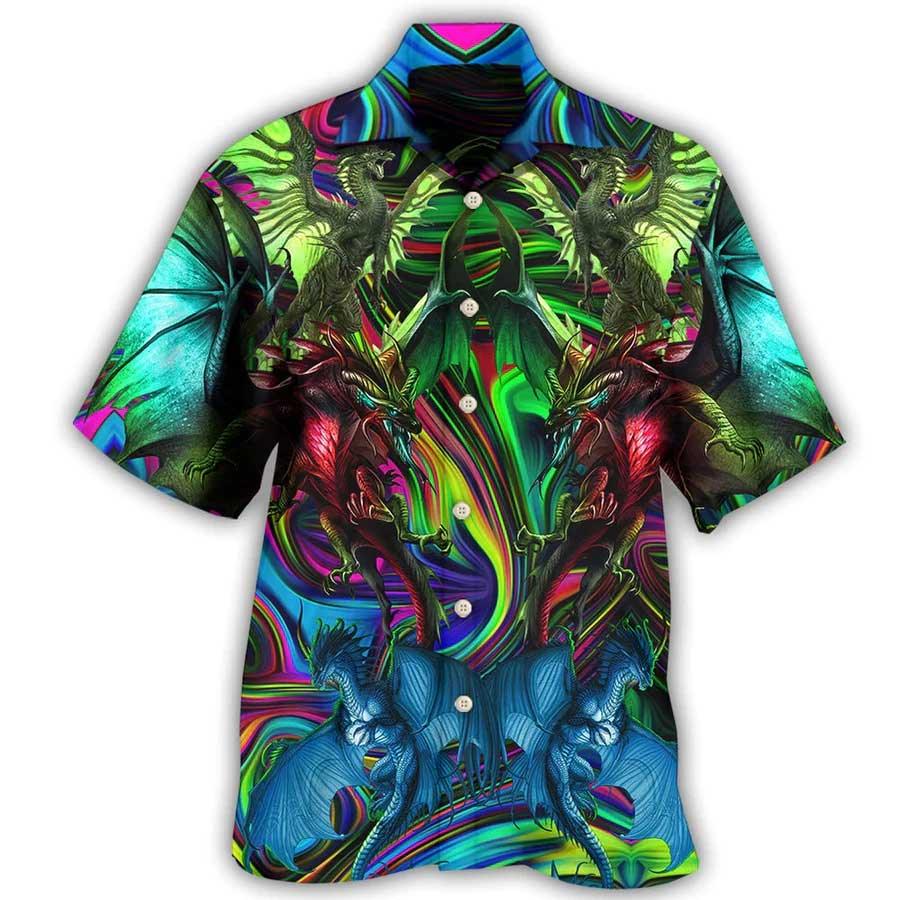 Dragon Colorful Style Aloha Hawaiian Shirt For Summer, Dragon Love Life Hawaiian Shirts Outfit For Men Women, Dragon Lovers - Image 2