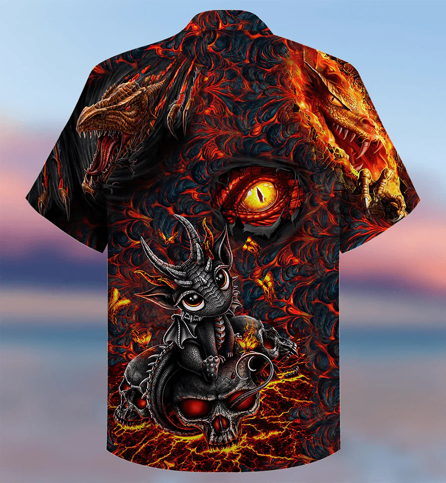 Dragon Eye Aloha Hawaiian Shirt For Summer, Love Life Amazing Dragon Skull Hawaiian Shirts Outfit For Men Women, Dragon Lovers - Image 2