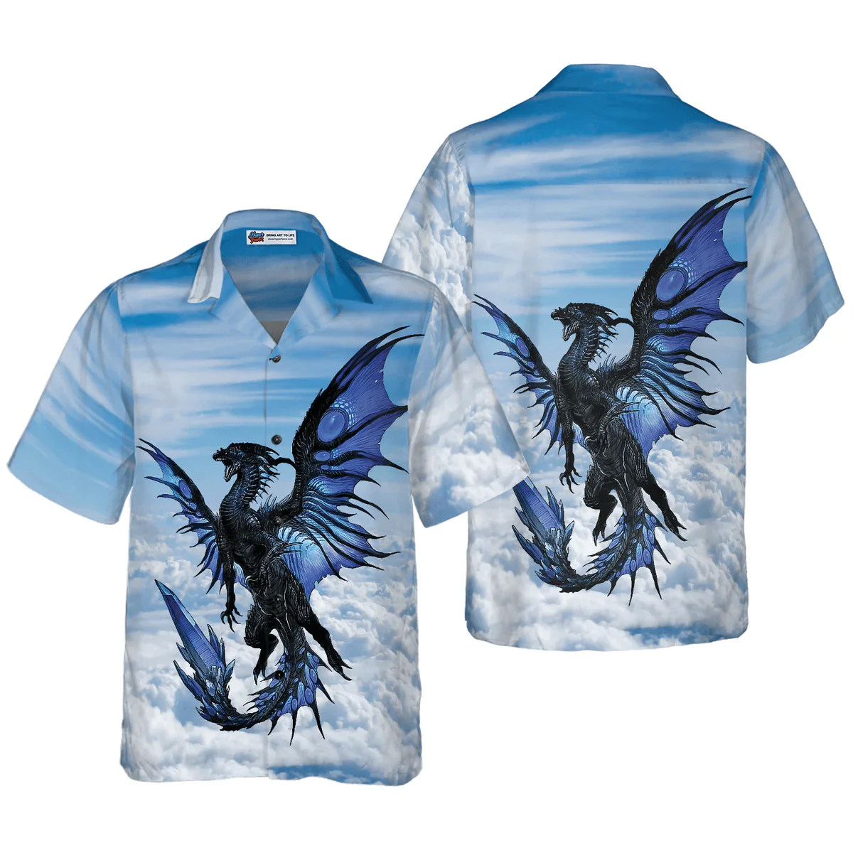 Dragon Hawaiian Shirt - Blue Dragon On Blue Sky Hawaiian Shirt - Perfect Gift For Husband, Boyfriend, Friend, Family