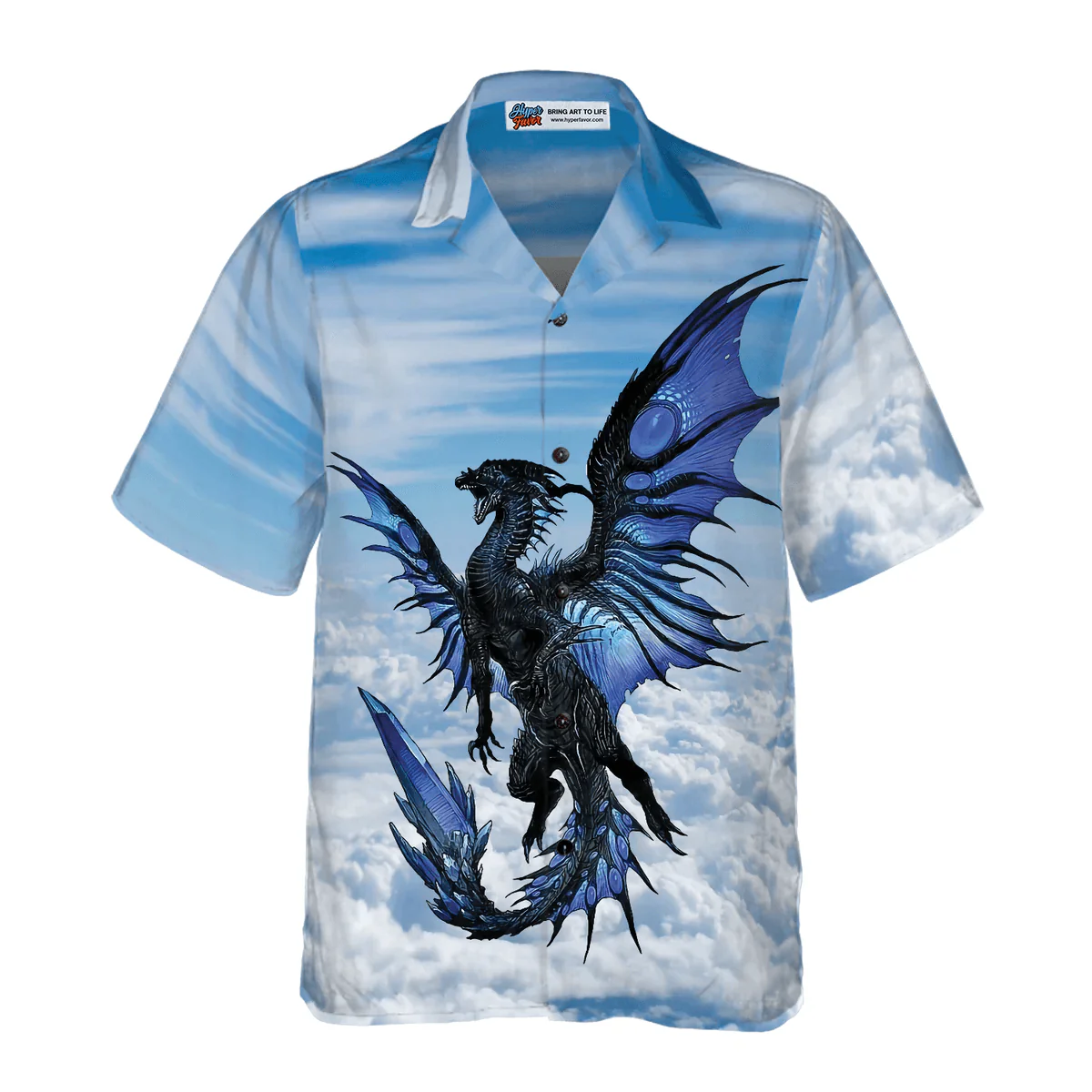 Dragon Hawaiian Shirt - Blue Dragon On Blue Sky Hawaiian Shirt - Perfect Gift For Husband, Boyfriend, Friend, Family - Image 3