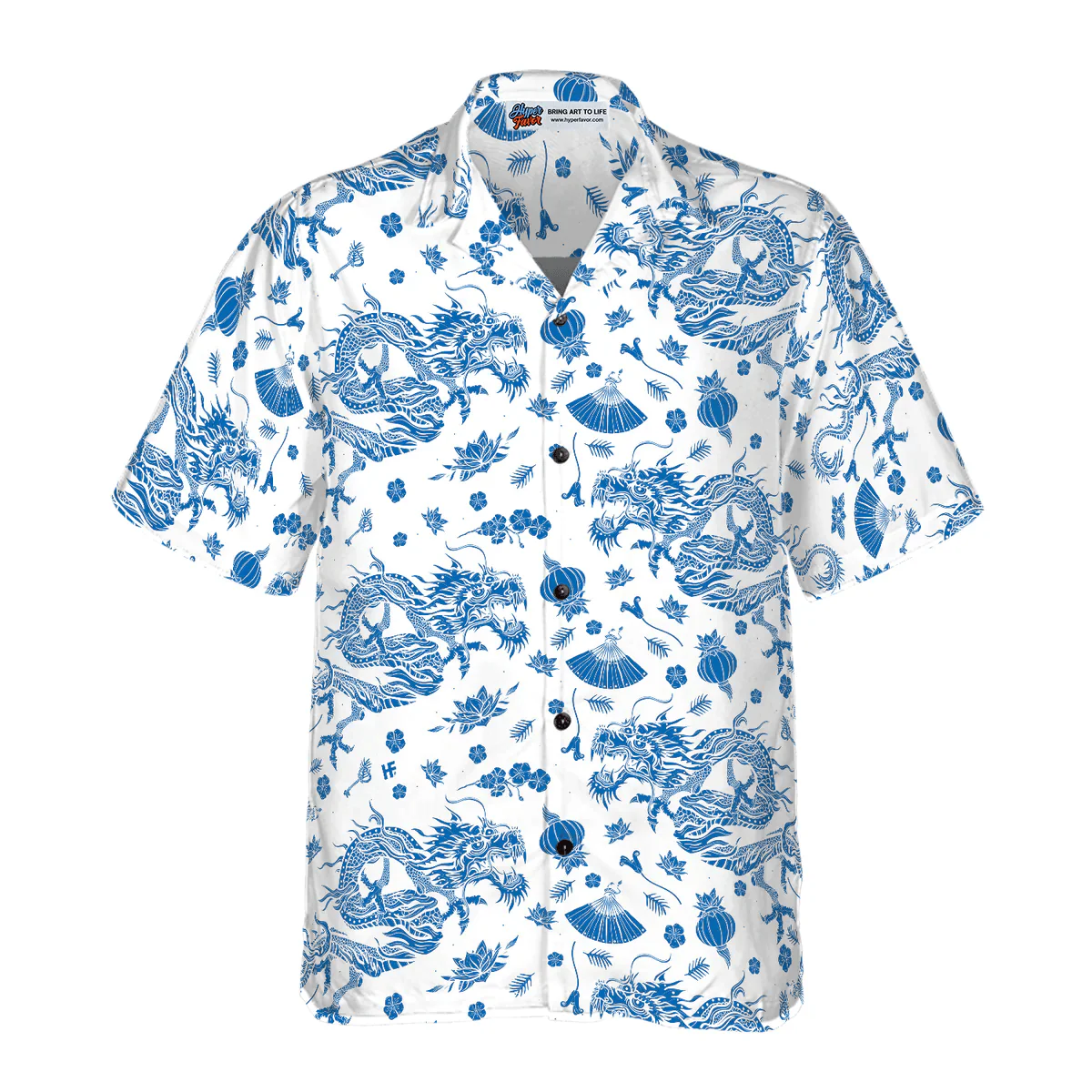 Dragon Hawaiian Shirt - Dragon Ceramics Blue Pattern - Perfect Gift For Husband, Boyfriend, Friend, Family - Image 2