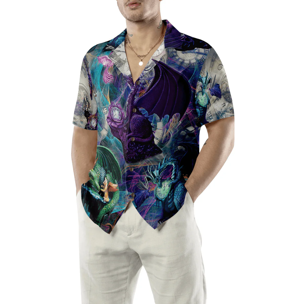 Dragon Hawaiian Shirt - Magic Fire Dragon Hawaiian Shirt - Perfect Gift For Husband, Boyfriend, Friend, Family - Image 5