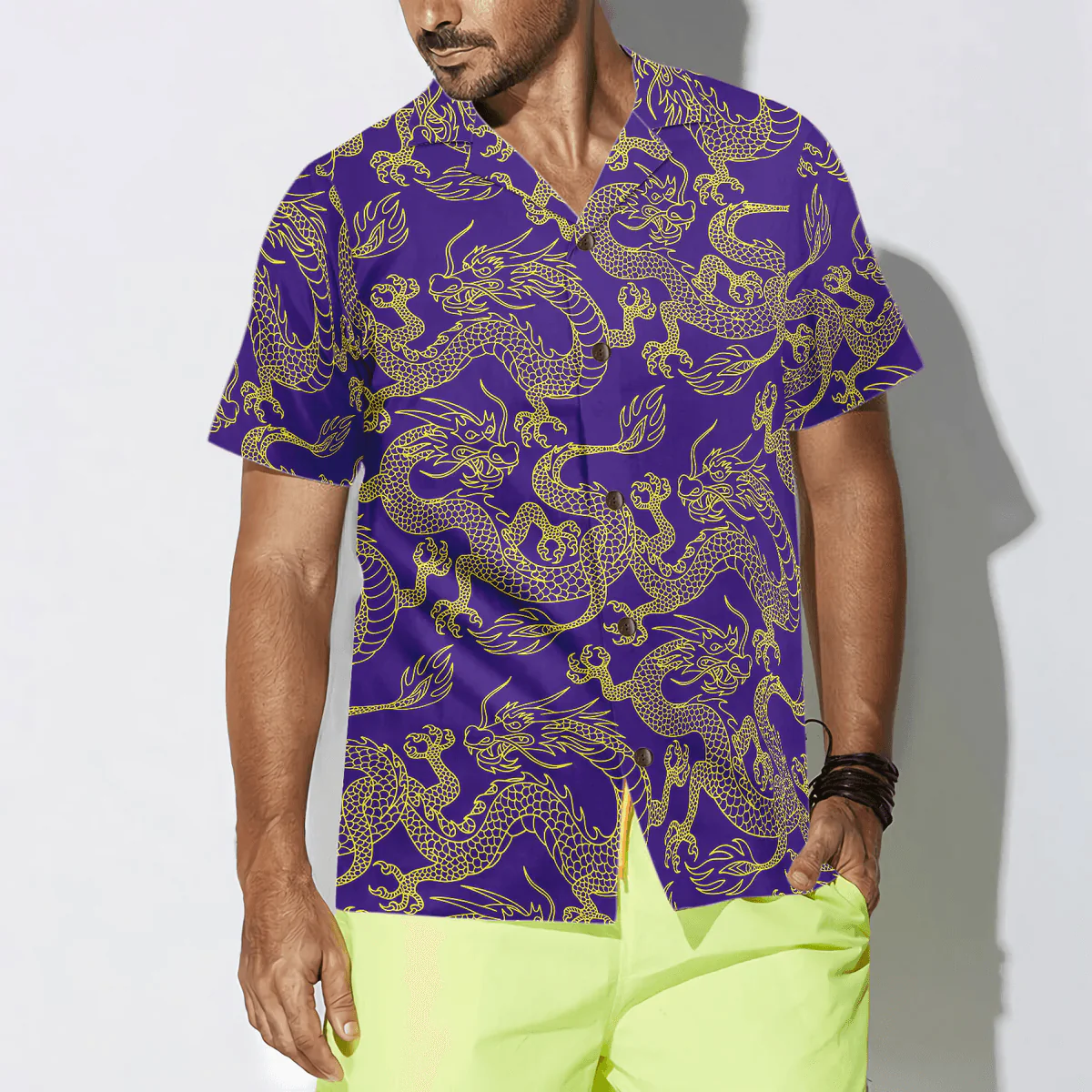Dragon Hawaiian Shirt - Purple And Gold Edition Oriental Dragon Hawaiian Shirt - Perfect Gift For Husband, Boyfriend, Friend, Family - Image 4