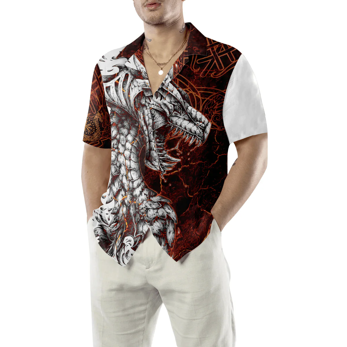 Dragon Hawaiian Shirt - Tattoo Dragon Hawaiian Shirt - Perfect Gift For Husband, Boyfriend, Friend, Family - Image 5