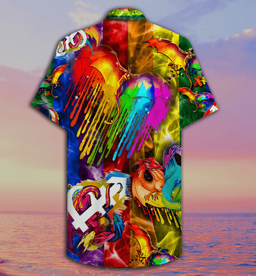 Dragon Rainbow Aloha Hawaiian Shirt For Summer, Dragon LGBT Heart Love Life Amazing Hawaiian Shirts Outfit For Men Women, Dragon Lovers - Image 2