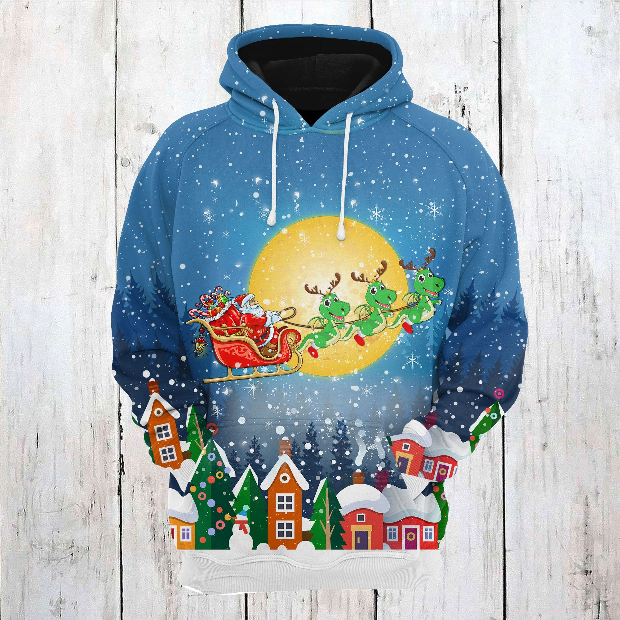 Dragon Reindeer Christmas Pullover Premium Hoodie, Perfect Outfit For Men And Women On Christmas New Year Autumn Winter - Image 2