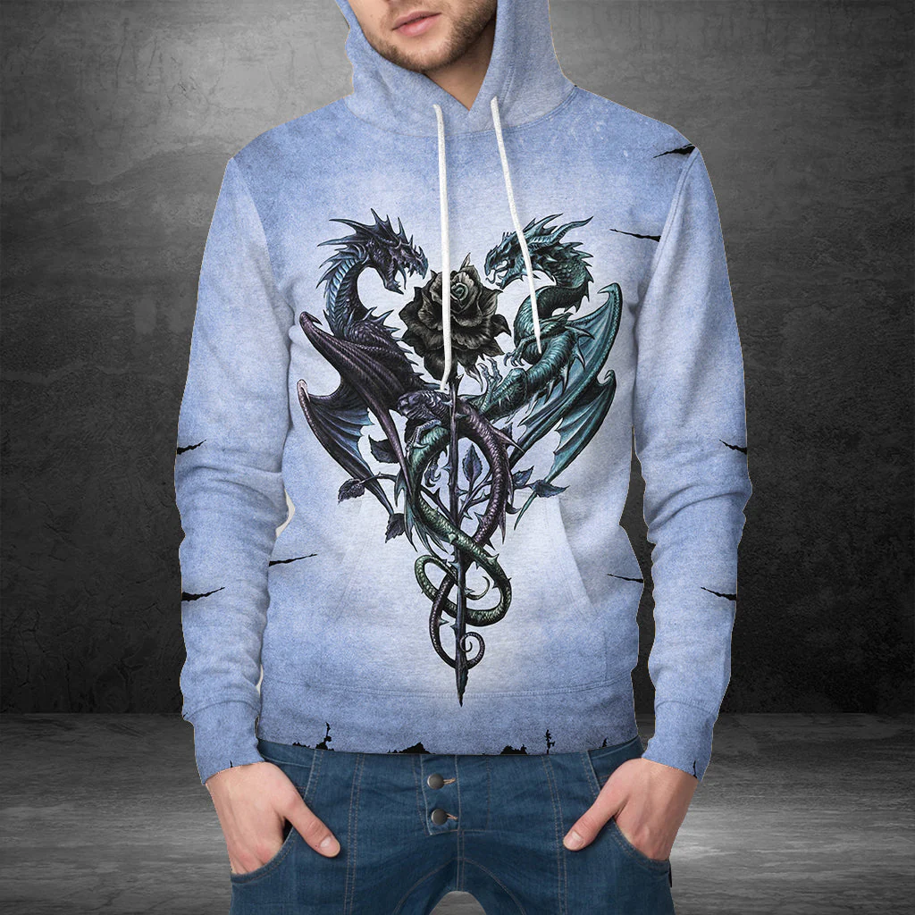 Dragon & Rose Pullover Premium Hoodie, Perfect Outfit For Men And Women On Christmas New Year Autumn Winter