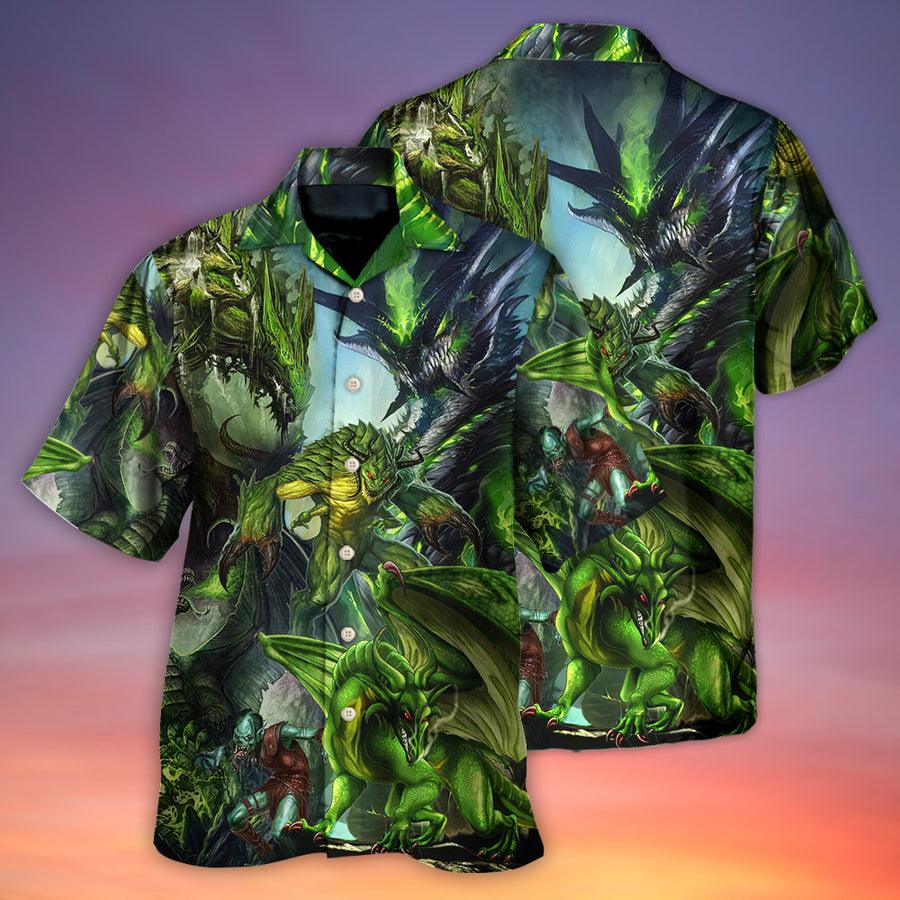 Dragon Skull Hawaiian Shirt For Summer, Dragon Green Skull Love Art Style Hawaiian Shirts Outfit For Men Women, Dragon Lovers - Image 2