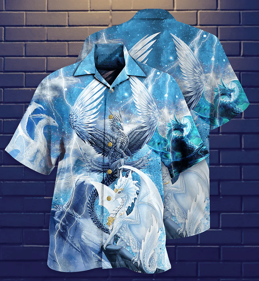 Dragon Snow Aloha Hawaiian Shirt For Summer, Dragon Love Life Amazing Galaxy Sky Hawaiian Shirts Outfit For Men Women, Dragon Lovers - Image 2