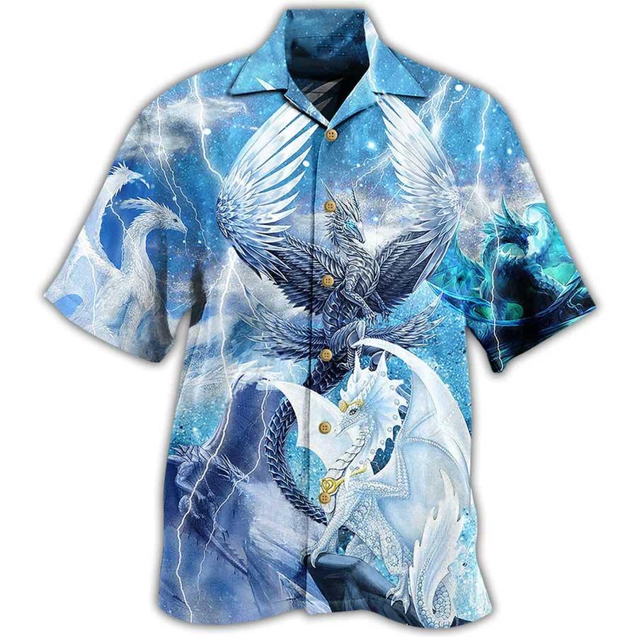 Dragon Snow Aloha Hawaiian Shirt For Summer, Dragon Love Life Amazing Galaxy Sky Hawaiian Shirts Outfit For Men Women, Dragon Lovers - Image 3