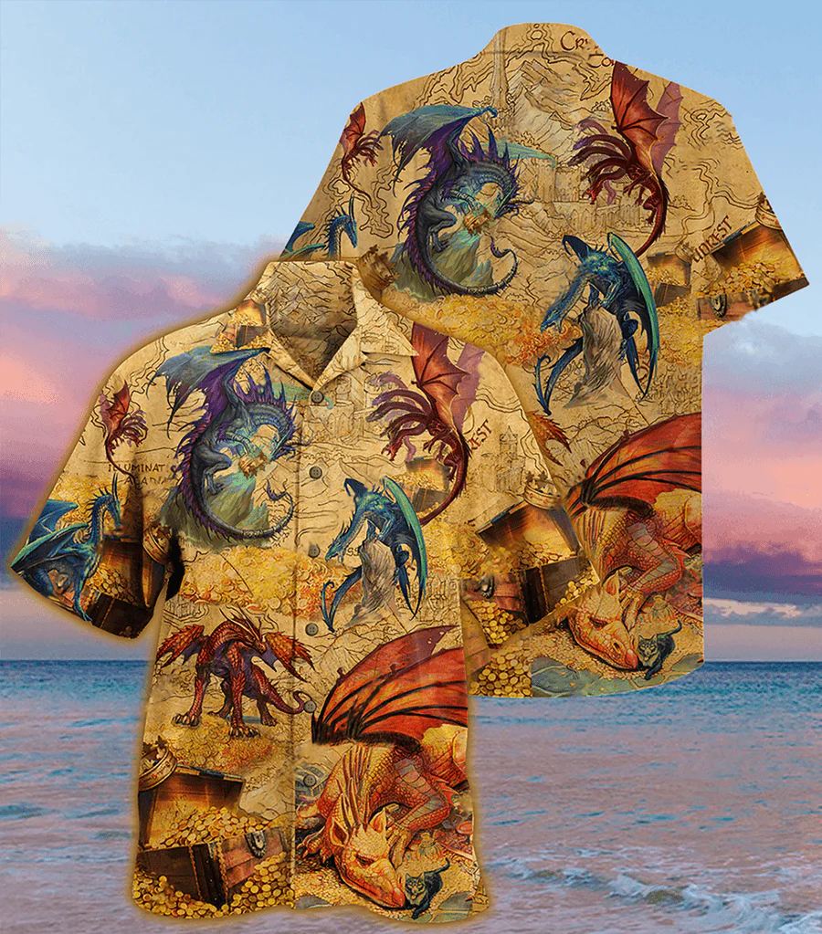 Dragon Vintage Aloha Hawaiian Shirt For Summer, Dragon Gold Amazing Hawaiian Shirts Outfit For Men Women, Dragon Lovers - Image 2