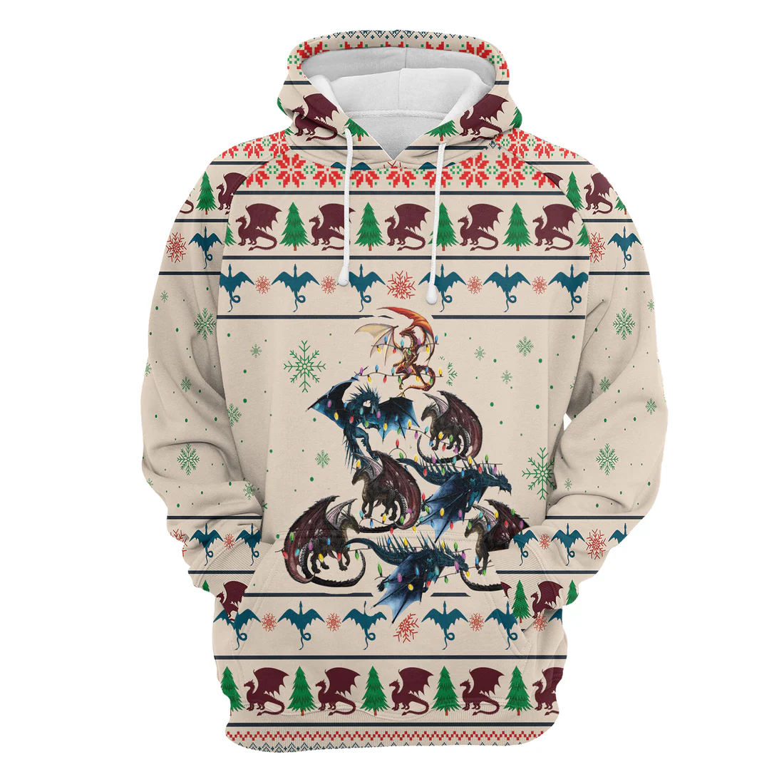 Dragon Xmas Premium Christmas Hoodie, Christmas Dragon Dacing Unisex Hoodie For Men & Women - Perfect Gift For Christmas, Dragon Lovers - Image 3
