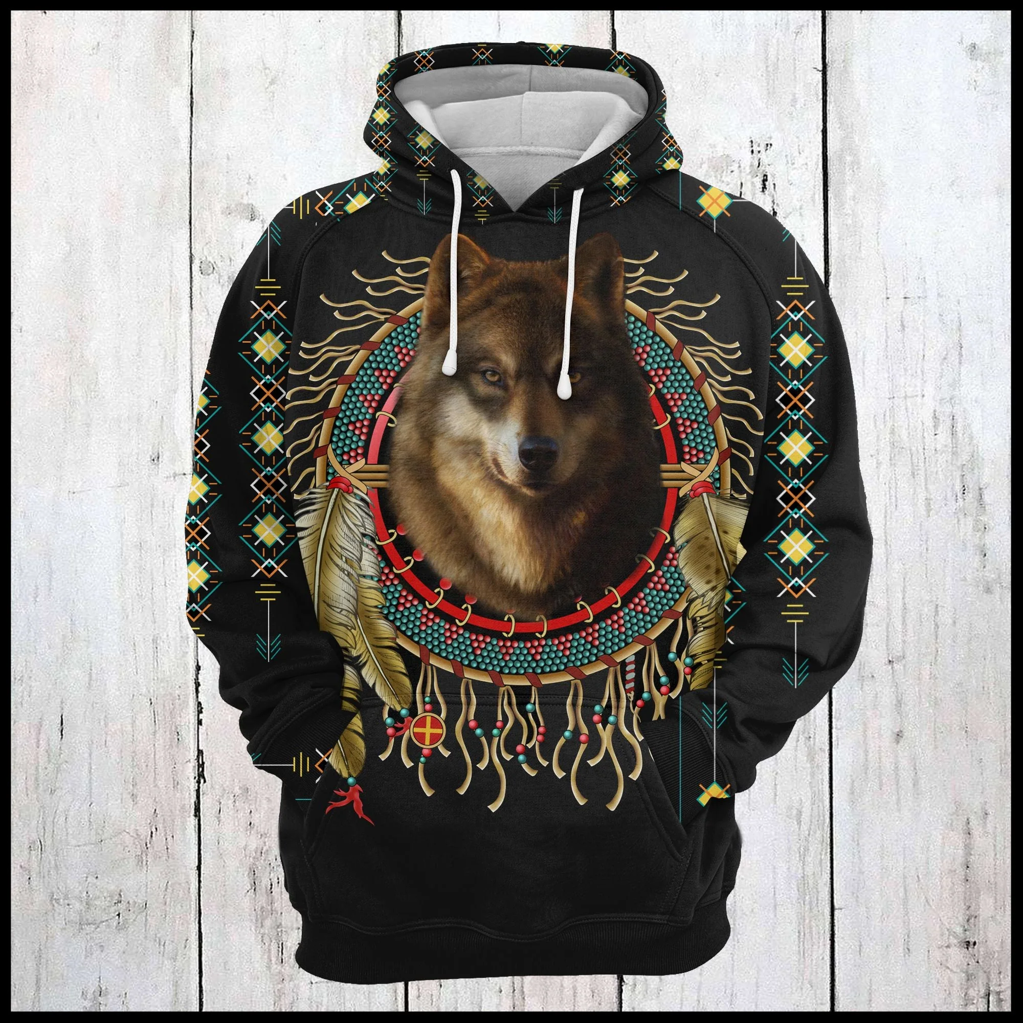 Dreamcatcher Wolf Pullover Premium Hoodie, Perfect Outfit For Men And Women On Christmas New Year Autumn Winter - Image 2