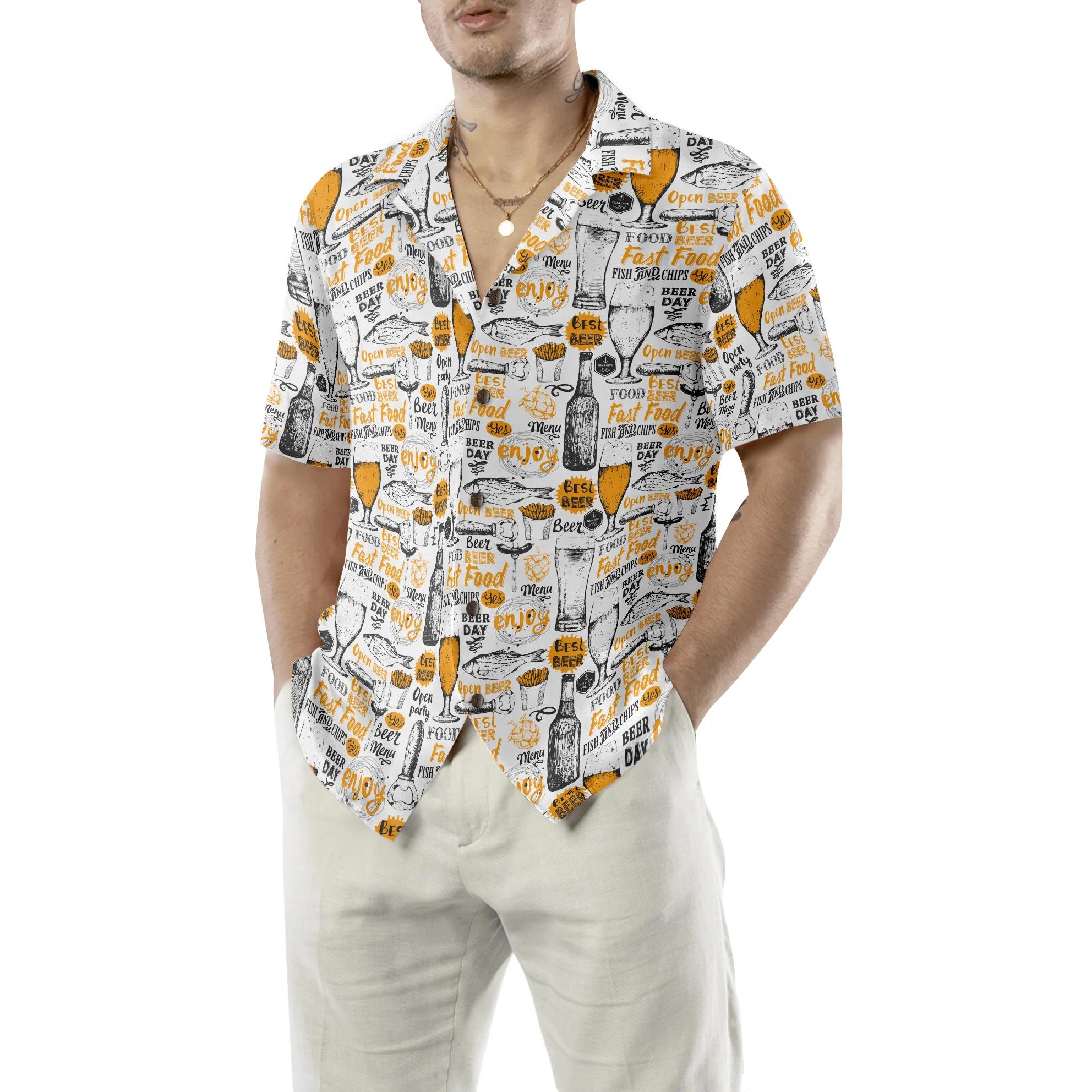 Drink Beer Eat Fish Aloha Hawaiian Shirt For Summer, Colorful Hawaiian Shirt Outfit For Men Women, Gift For Friend, Team, Family - Image 5