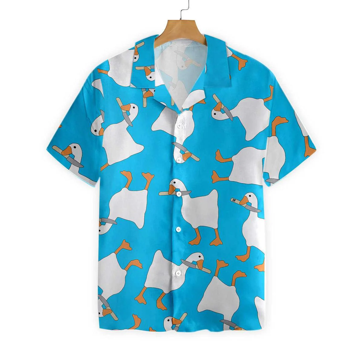 Duck Hawaiian Shirt, A Dangerous Duck With Knife Aloha Shirt For Men - Perfect Gift For Husband, Boyfriend, Friend, Family - Image 2