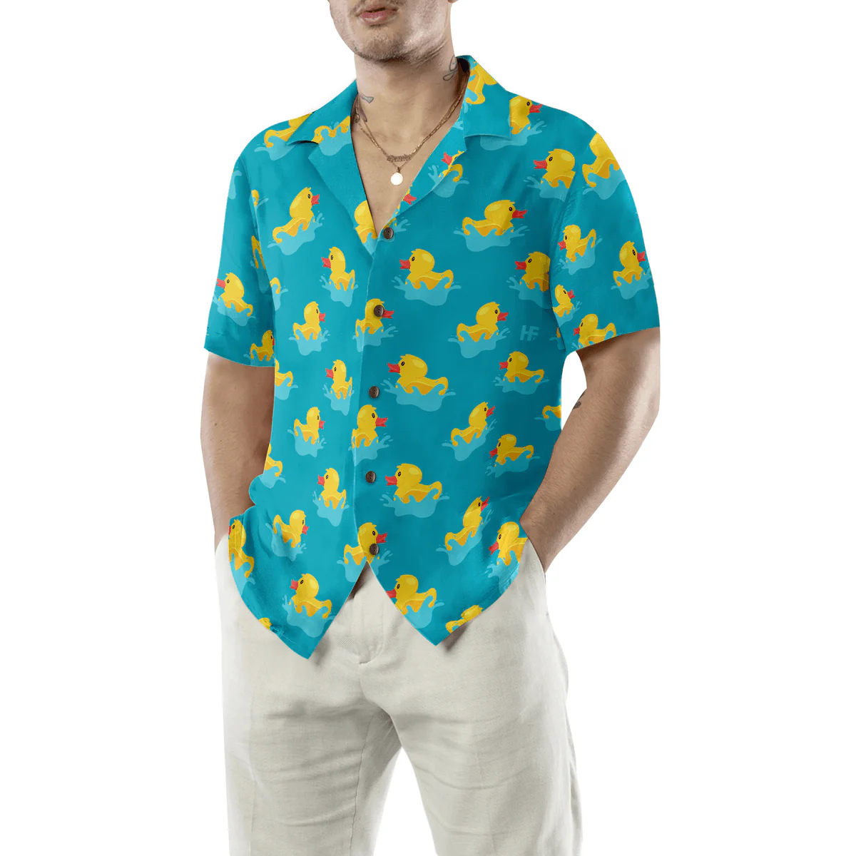 Duck Hawaiian Shirt, A Little Duck Playing With Water Aloha Shirt For Men - Perfect Gift For Husband, Boyfriend, Friend, Family - Image 5