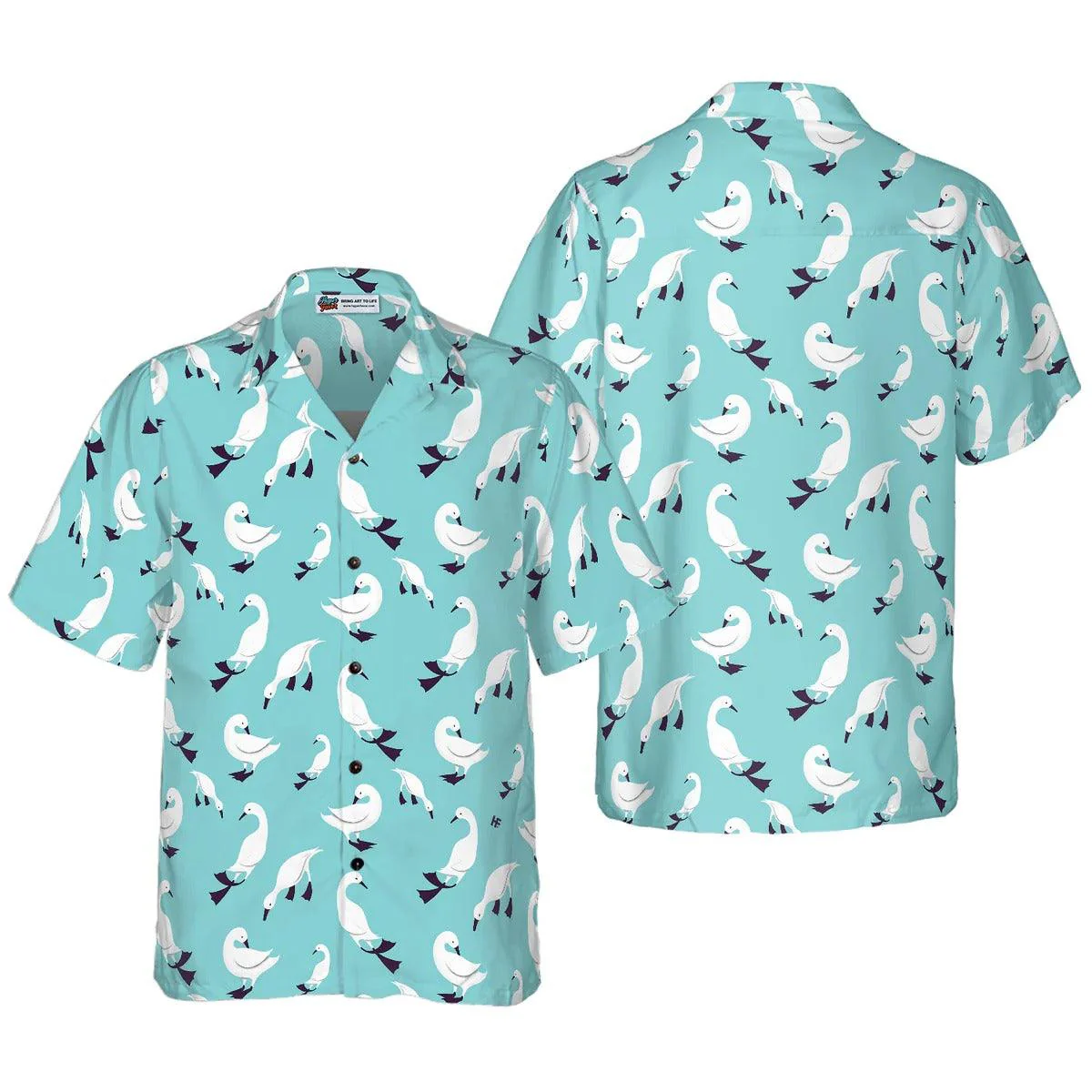 Duck Hawaiian Shirt, Ducks In Blue Aloha Shirt For Men Women - Perfect Gift For Duck Lovers, Husband, Boyfriend, Friend, Family