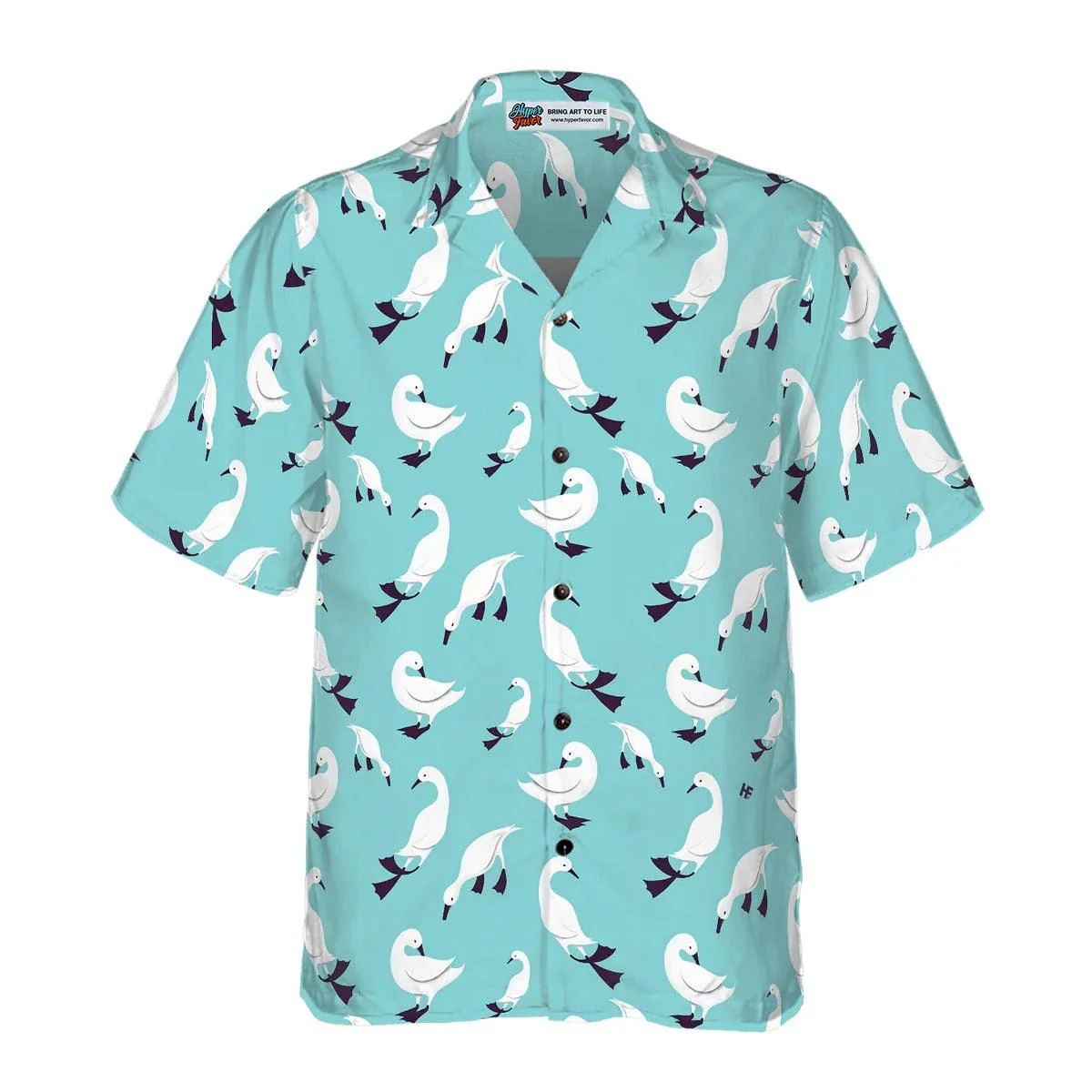 Duck Hawaiian Shirt, Ducks In Blue Aloha Shirt For Men Women - Perfect Gift For Duck Lovers, Husband, Boyfriend, Friend, Family - Image 2