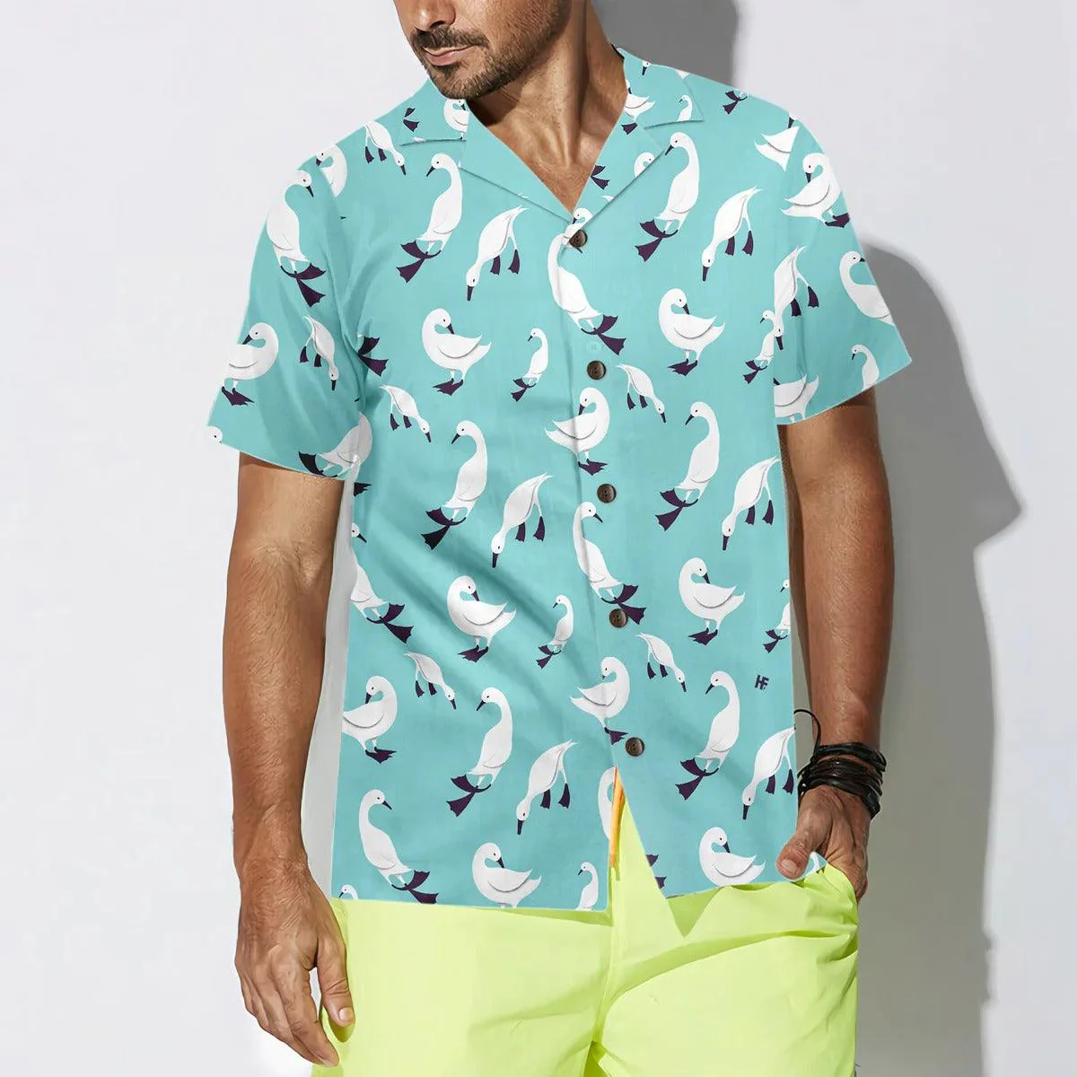 Duck Hawaiian Shirt, Ducks In Blue Aloha Shirt For Men Women - Perfect Gift For Duck Lovers, Husband, Boyfriend, Friend, Family - Image 3