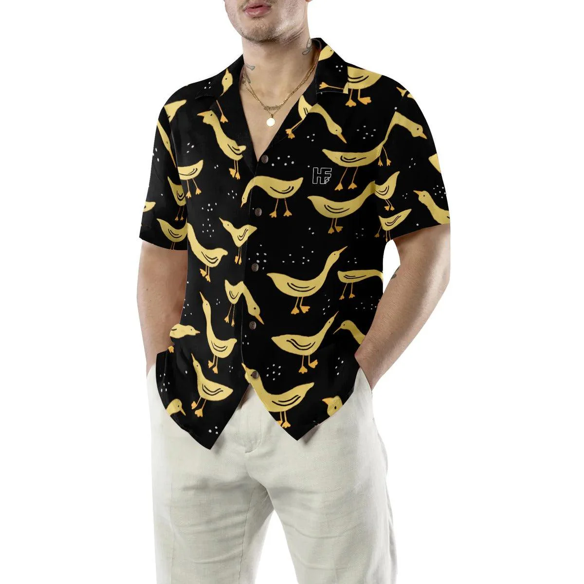 Duck Hawaiian Shirt, Ducks In Darkness Aloha Shirt For Men Women - Perfect Gift For Duck Lovers, Husband, Boyfriend, Friend, Family - Image 4