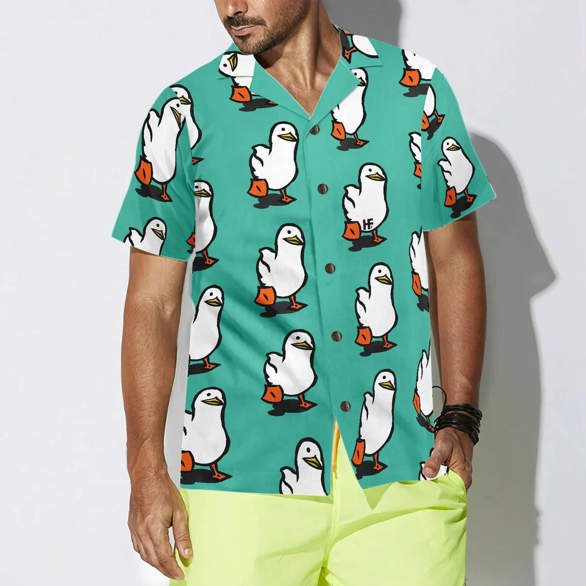 Duck Hawaiian Shirt, Ducks In Tiffany Blue Aloha Shirt For Men Women - Perfect Gift For Duck Lovers, Husband, Boyfriend, Friend, Family - Image 4