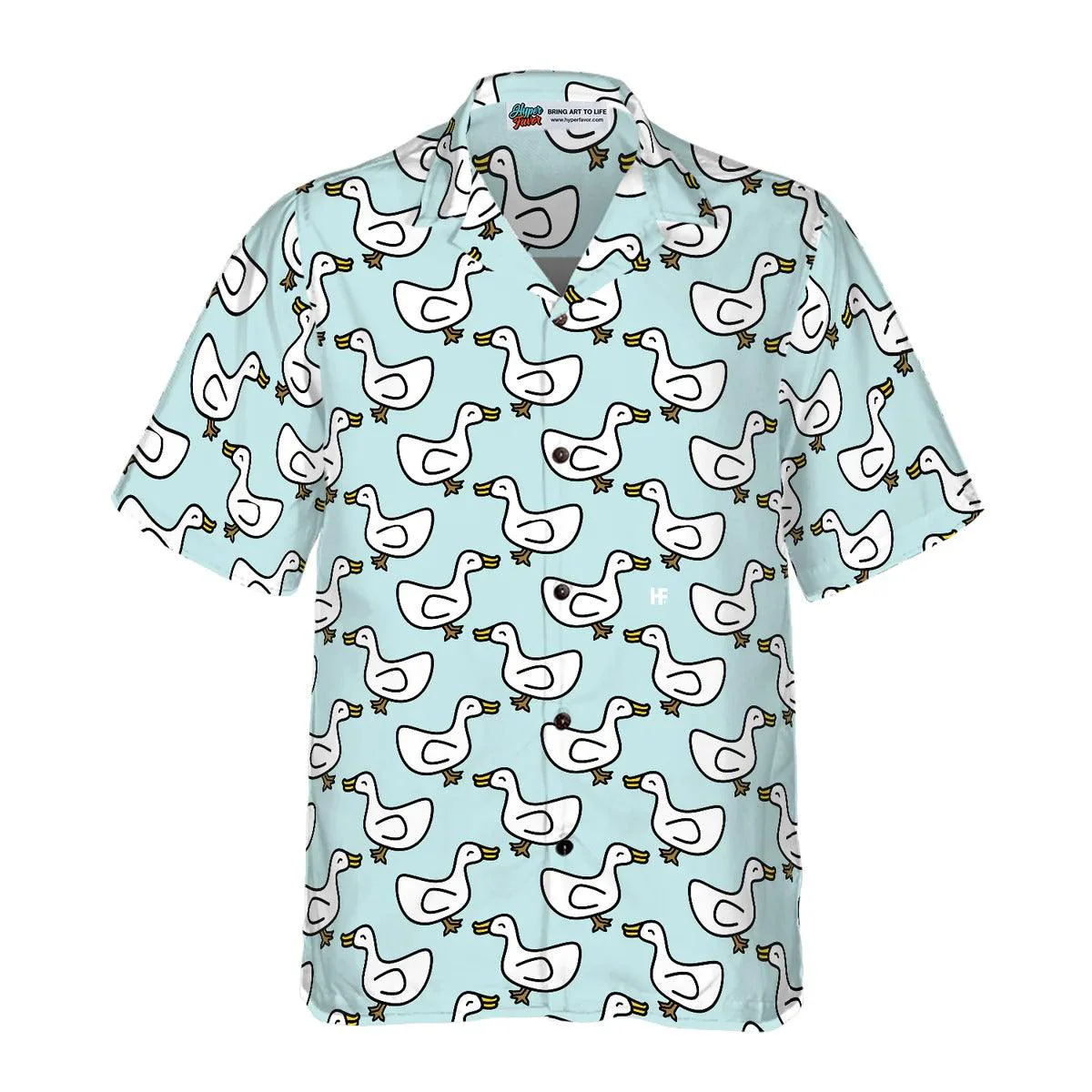 Duck Hawaiian Shirt, White Duck Cartoon In Blue Aloha Shirt For Men Women - Perfect Gift For Duck Lovers, Husband, Boyfriend, Friend, Family - Image 3