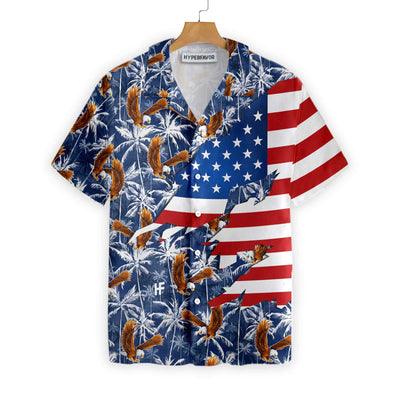 Eagle Hawaiian Shirt, American Eagle, Palm Tree Aloha Shirt For Men - Perfect Gift For Husband, Boyfriend, Friend, Family - Image 2