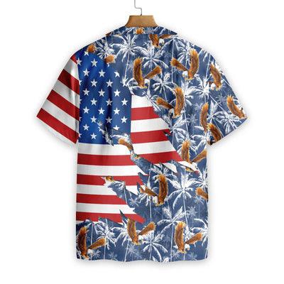 Eagle Hawaiian Shirt, American Eagle, Palm Tree Aloha Shirt For Men - Perfect Gift For Husband, Boyfriend, Friend, Family - Image 3