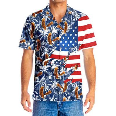 Eagle Hawaiian Shirt, American Eagle, Palm Tree Aloha Shirt For Men - Perfect Gift For Husband, Boyfriend, Friend, Family - Image 4