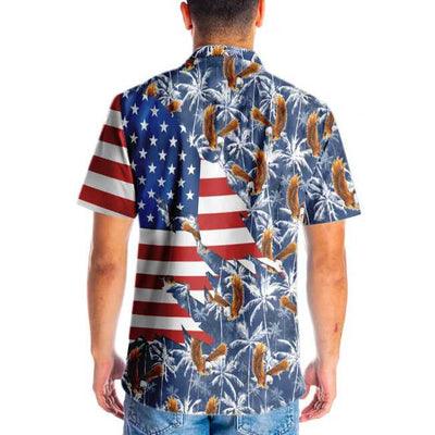 Eagle Hawaiian Shirt, American Eagle, Palm Tree Aloha Shirt For Men - Perfect Gift For Husband, Boyfriend, Friend, Family - Image 5