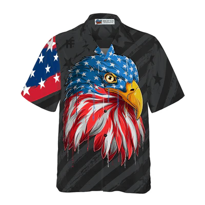 Eagle Hawaiian Shirt, American Flag Eagle Aloha Shirt For Men - Perfect Gift For Husband, Boyfriend, Friend, Family - Image 2