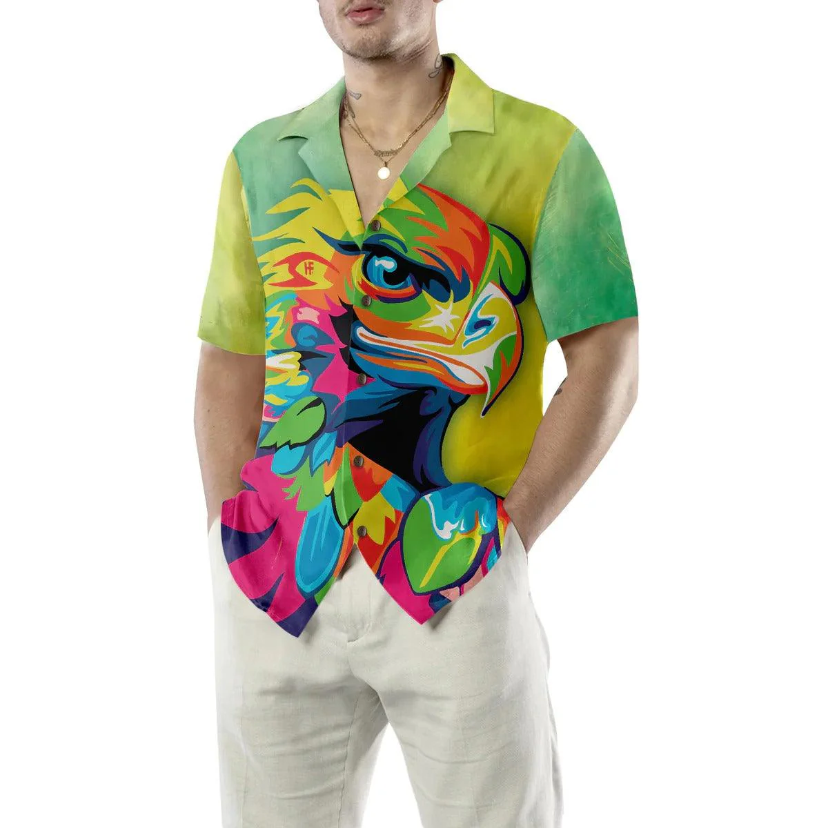 Eagle Hawaiian Shirt, Vibrant American Eagle Aloha Shirt For Men - Perfect Gift For Husband, Boyfriend, Friend, Family - Image 5