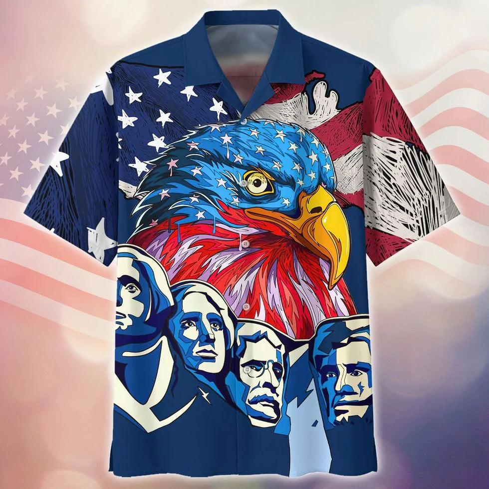 Eagle Independence Day Aloha Hawaiian Shirts For Summer, Happy Fourth Of July Hawaiian Shirt For Men Women, Gift For Eagle Lover, 4th July America