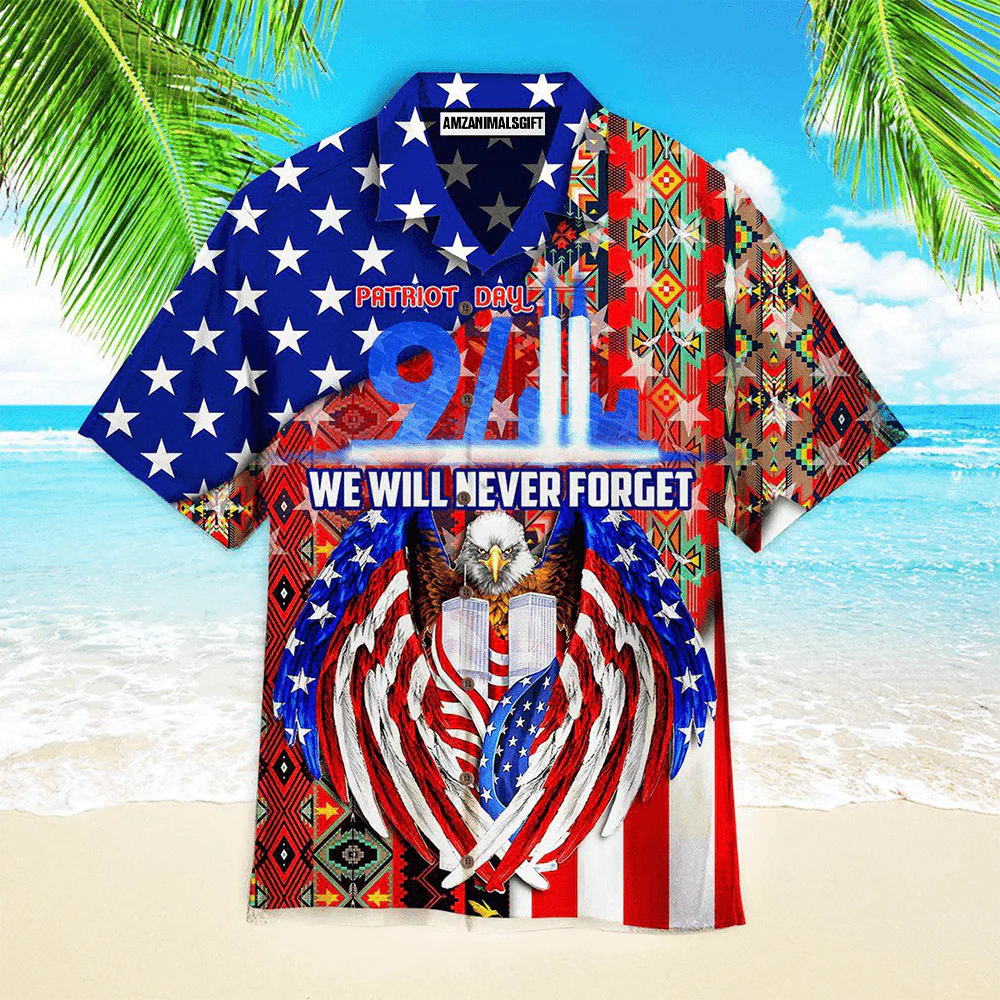 Eagle Patriot American Flag We Will Never Forget Aloha Hawaiian Shirts For Men Women, 4th Of July Gift For Summer, Friend, Family, Independence Day - Image 2
