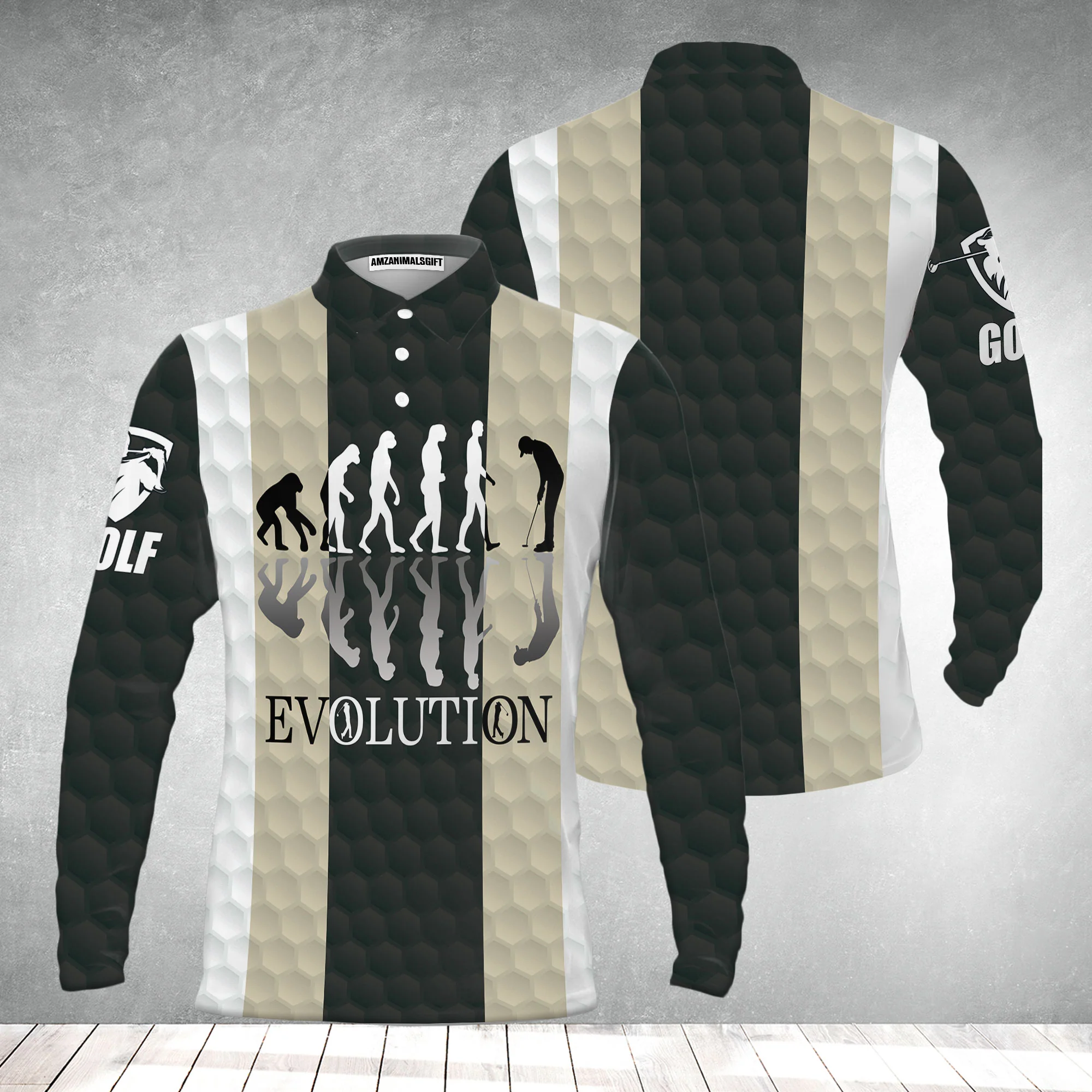 Elegant Men Golfer Evolution Golf Polo Shirt, Unique Golf Shirt For Men, Polo Shirt Gift For Men , Best Gift For Men Golfers - Image 4