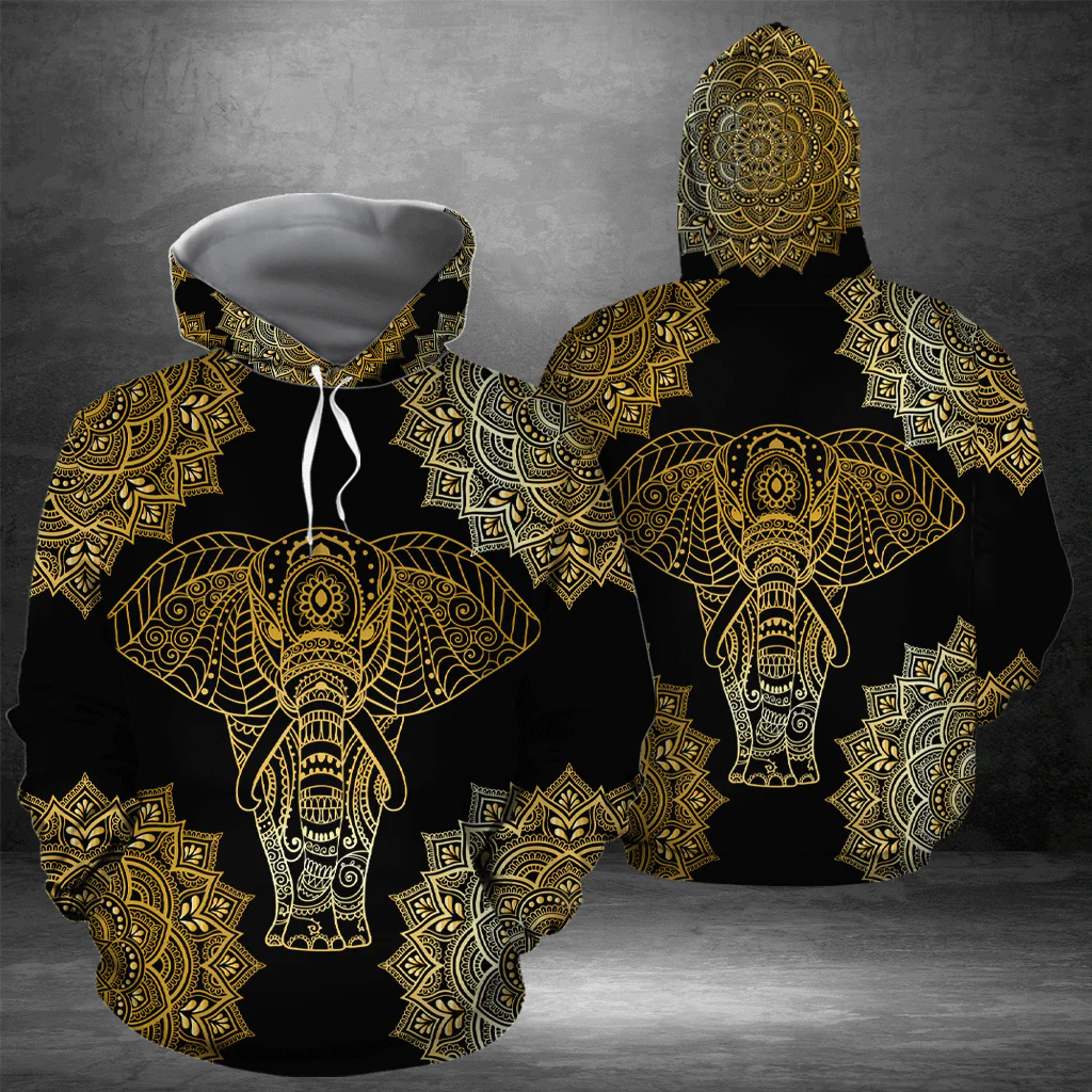 Elephant Gold Mandala Pullover Premium Hoodie, Perfect Outfit For Men And Women On Christmas New Year Autumn Winter - Image 2