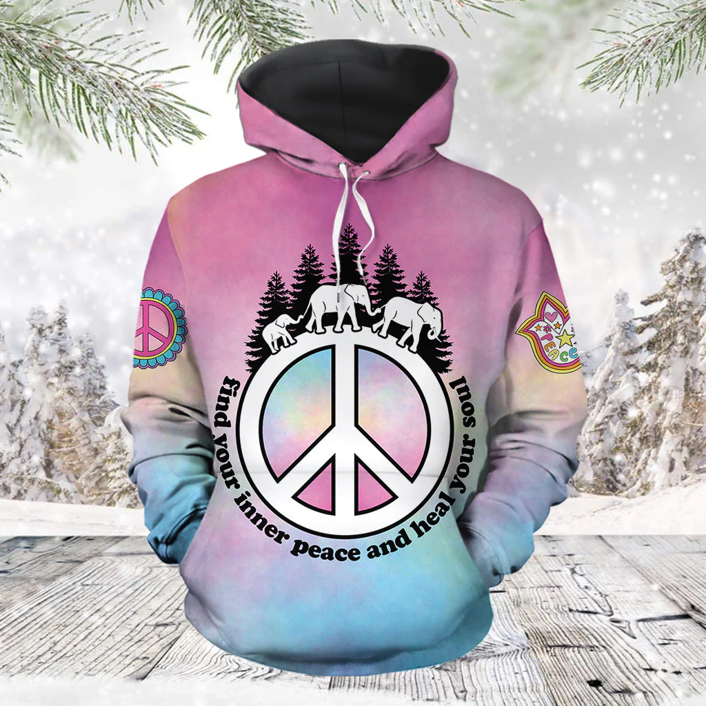 Elephant Hippie Pullover Premium Hoodie, Perfect Outfit For Men And Women On Christmas New Year Autumn Winter