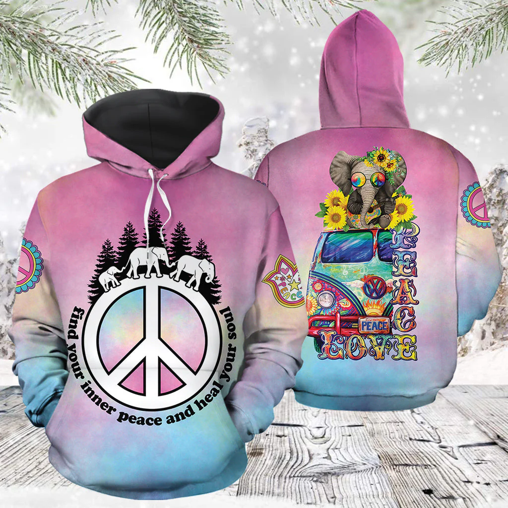 Elephant Hippie Pullover Premium Hoodie, Perfect Outfit For Men And Women On Christmas New Year Autumn Winter - Image 3
