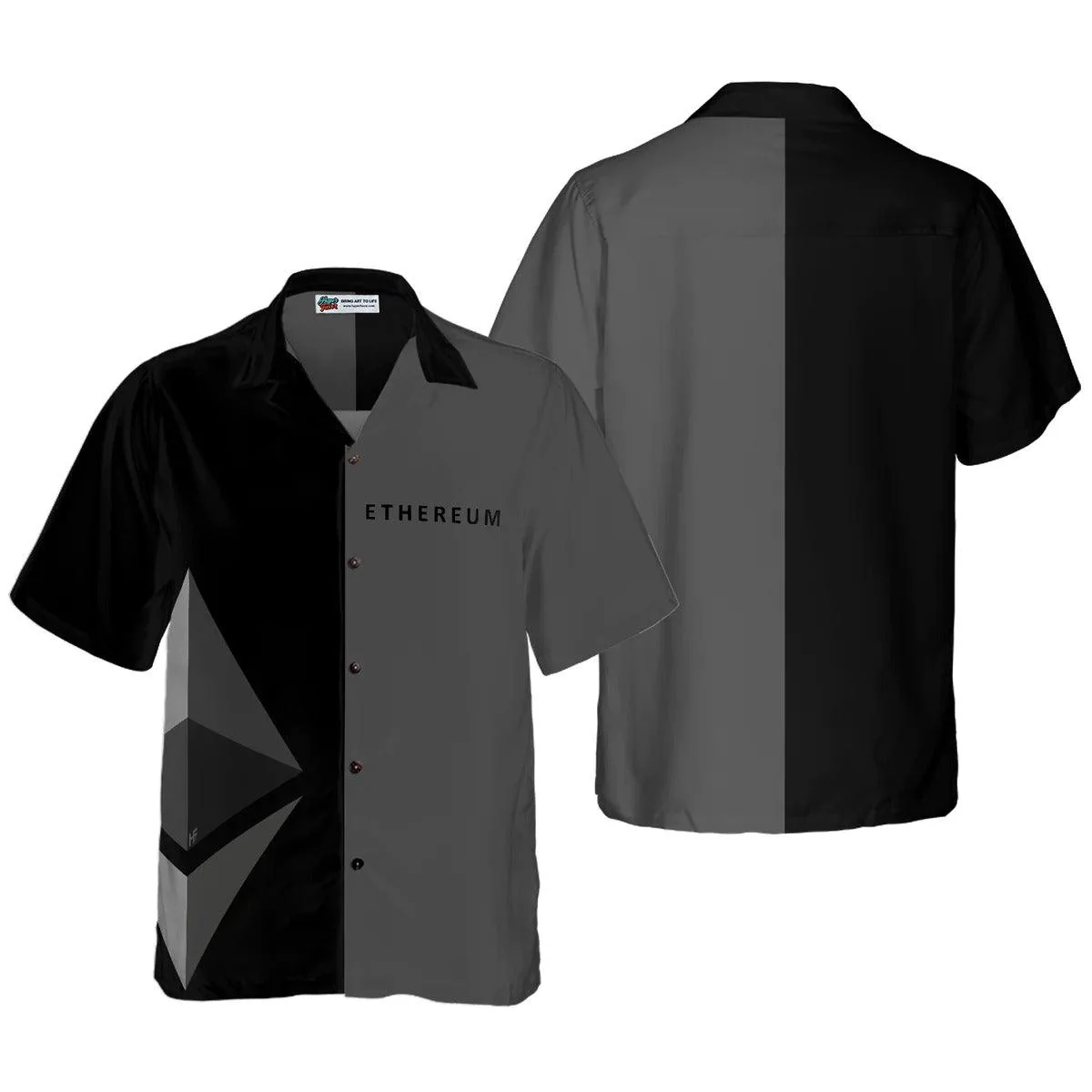 Ethereum Hawaiian Shirt, Gray And Black Ethereum Cryptocurrency Aloha Shirt, Ethereum Hawaiian Shirt For Summer - Perfect Gift For Men, Women, Friend