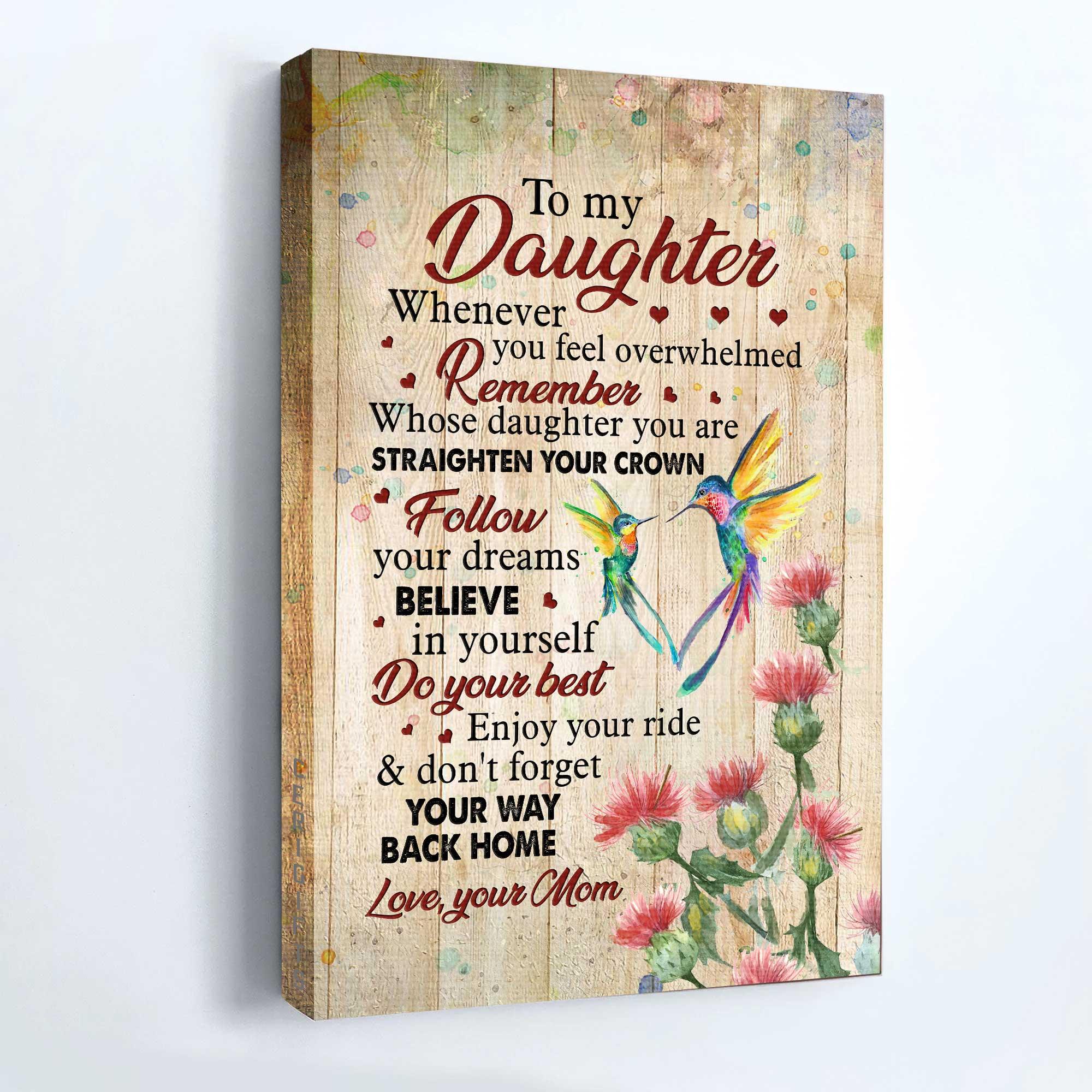 Family Landscape Canvas - Mom to daughter, Colorful hummingbird canvas- Don't forget your way back home Gift for Daughter- Family Portrait Canvas Prints - Image 2